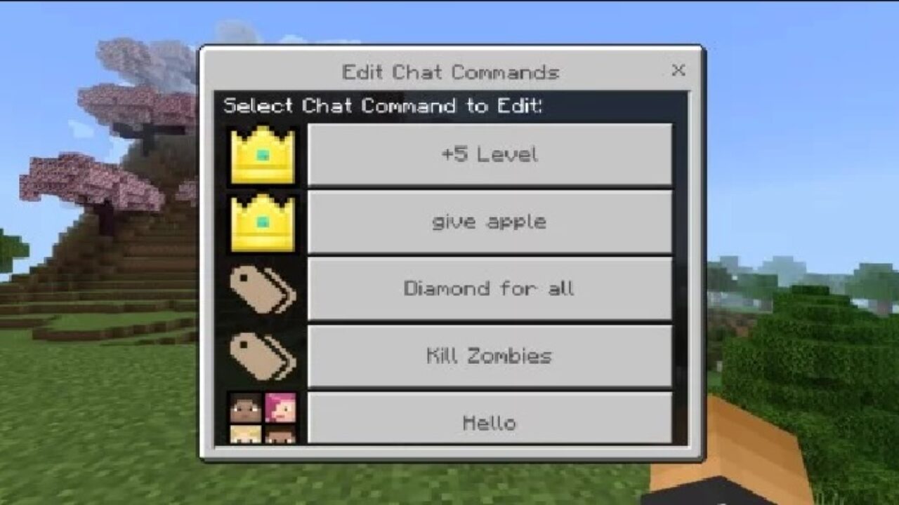 Edit from Chat Command Creator Mod for Minecraft PE