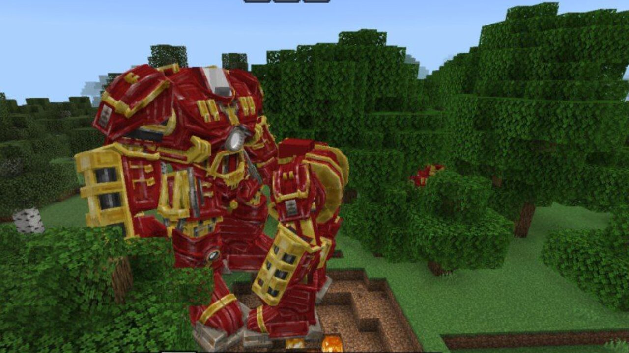 Fight from Hulk Buster Mod for Minecraft PE