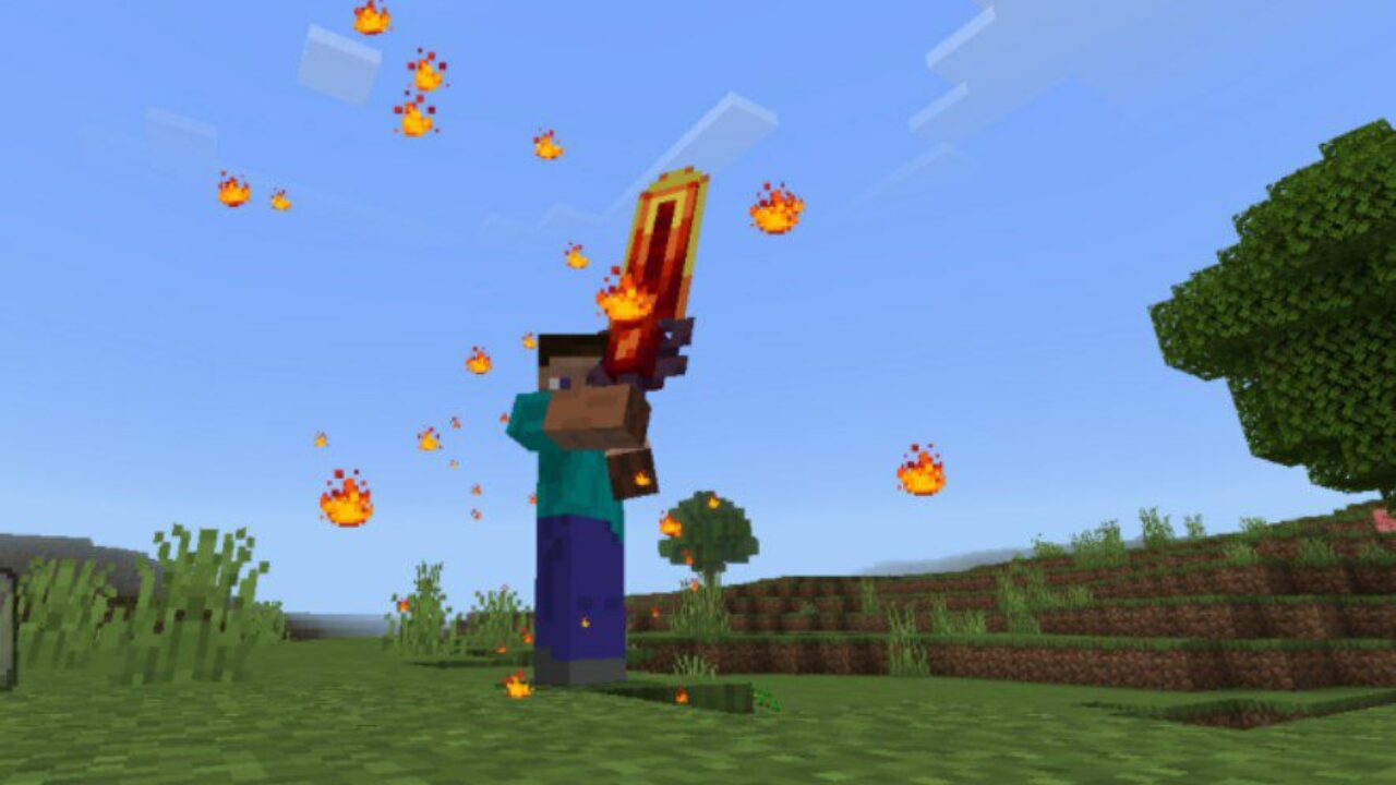 Fire Sword from Phase Disruptor Tools Mod for Minecraft PE