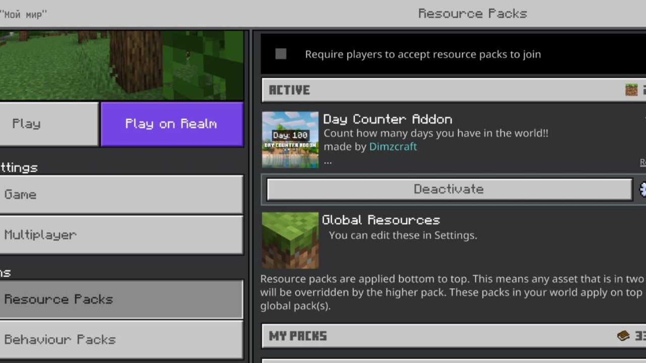 Info from Day Counter Mod for Minecraft PE