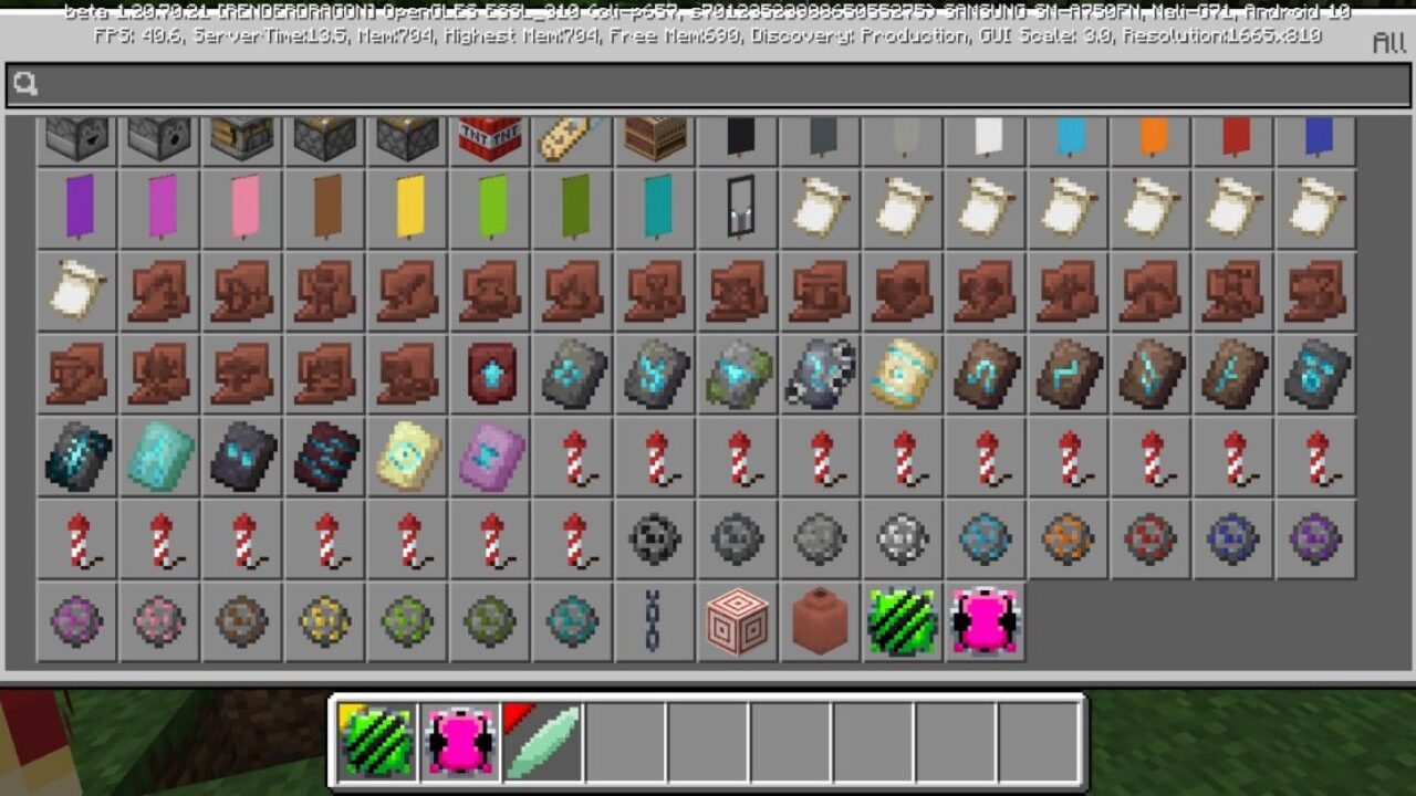 Inventory from Carnitrix and Chaquetrix Mod for Minecraft PE