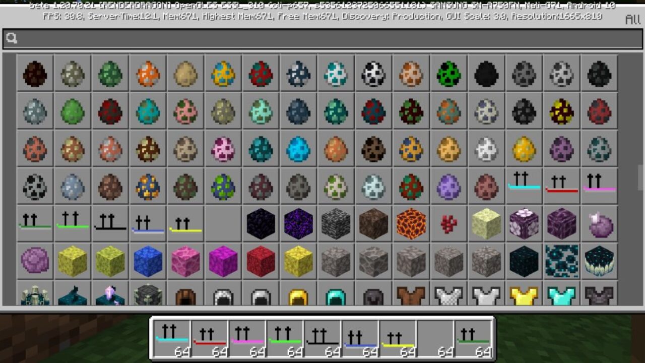 Inventory from Ski Mod for Minecraft PE