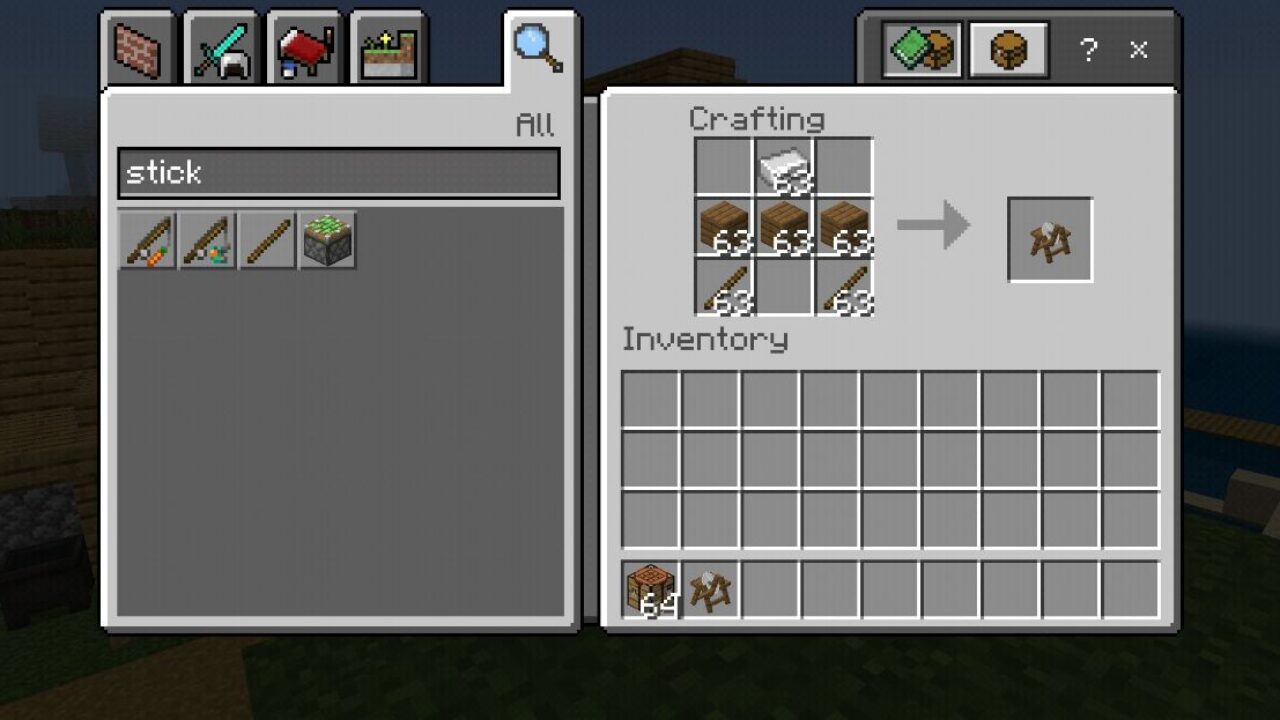 Recipe from Carpenter Mod for Minecraft PE