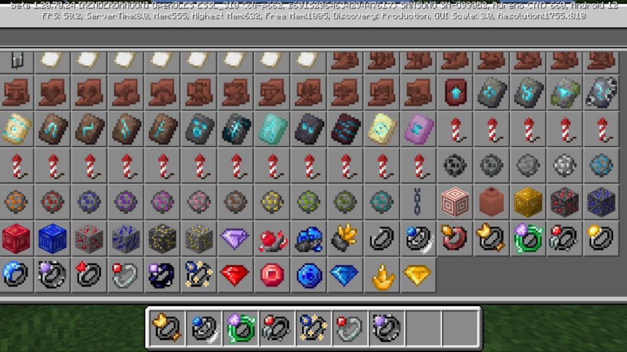 Inventory from Power Rings Mod for Minecraft PE