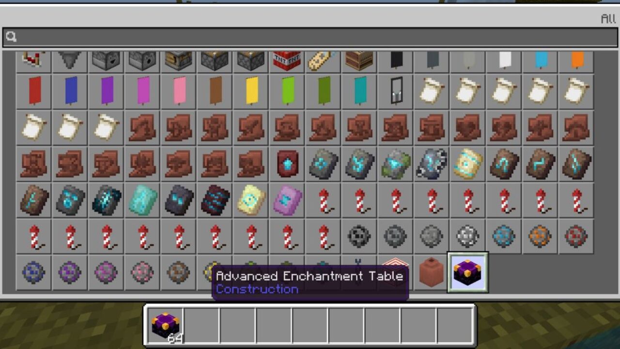 Inventory from System Enchantments Mod for Minecraft PE