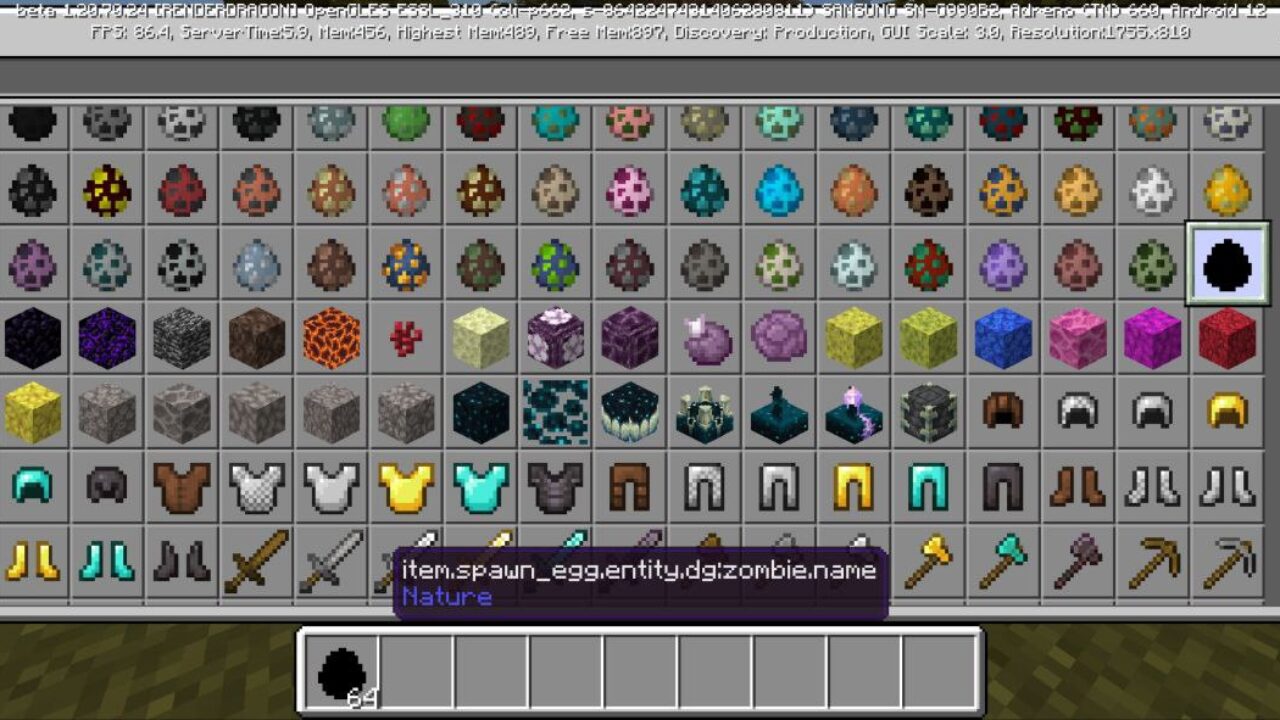 Inventory from World War Z Mod for Minecraft PE