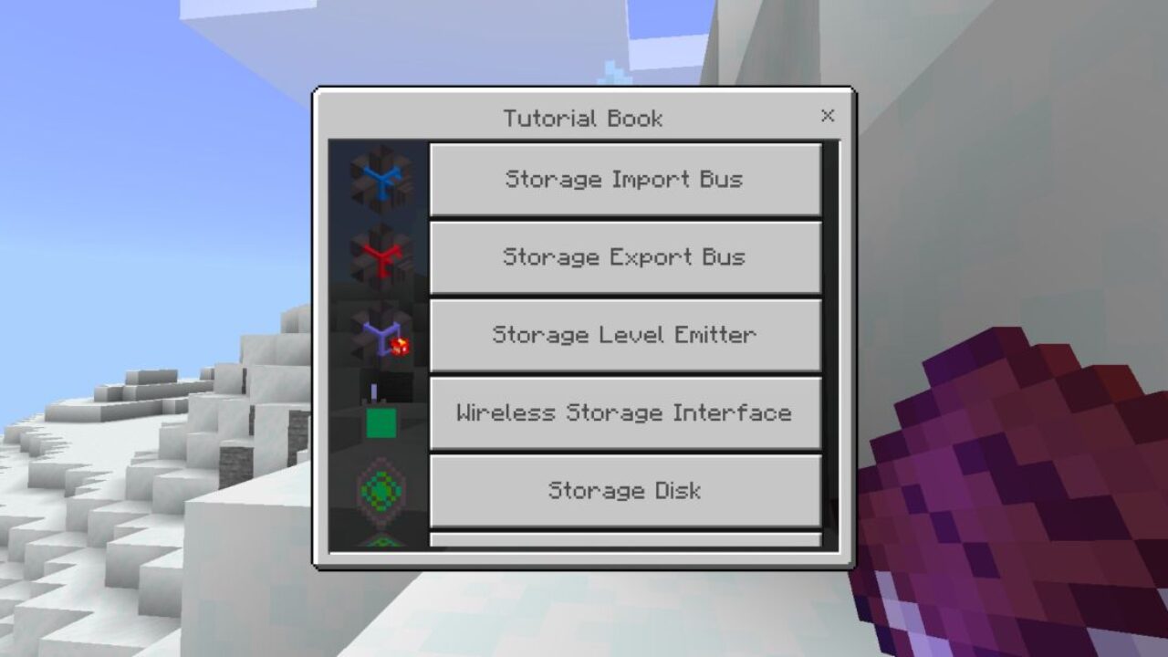 Menu from Advanced Storage Mod for Minecraft PE