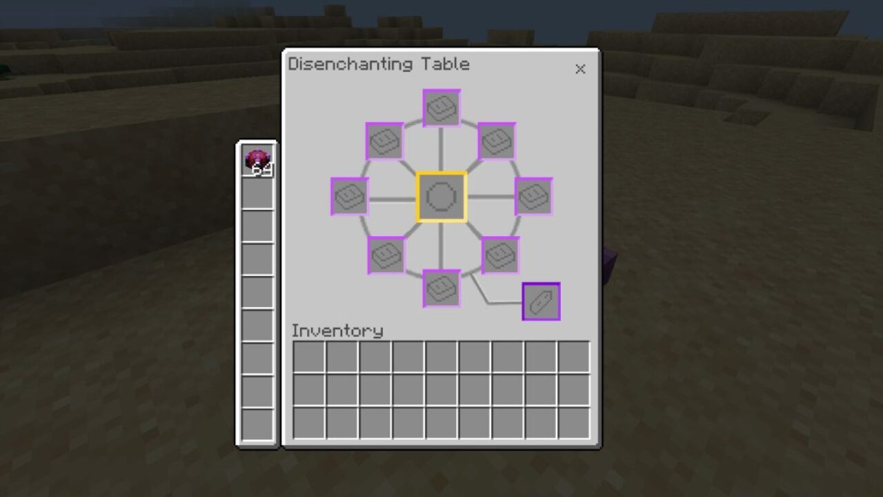 Options from Disenchanter Table Mod for Minecraft PE