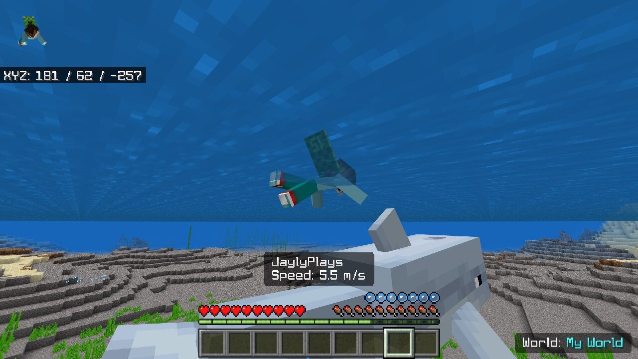 Swimming from Speedometer Mod for Minecraft PE