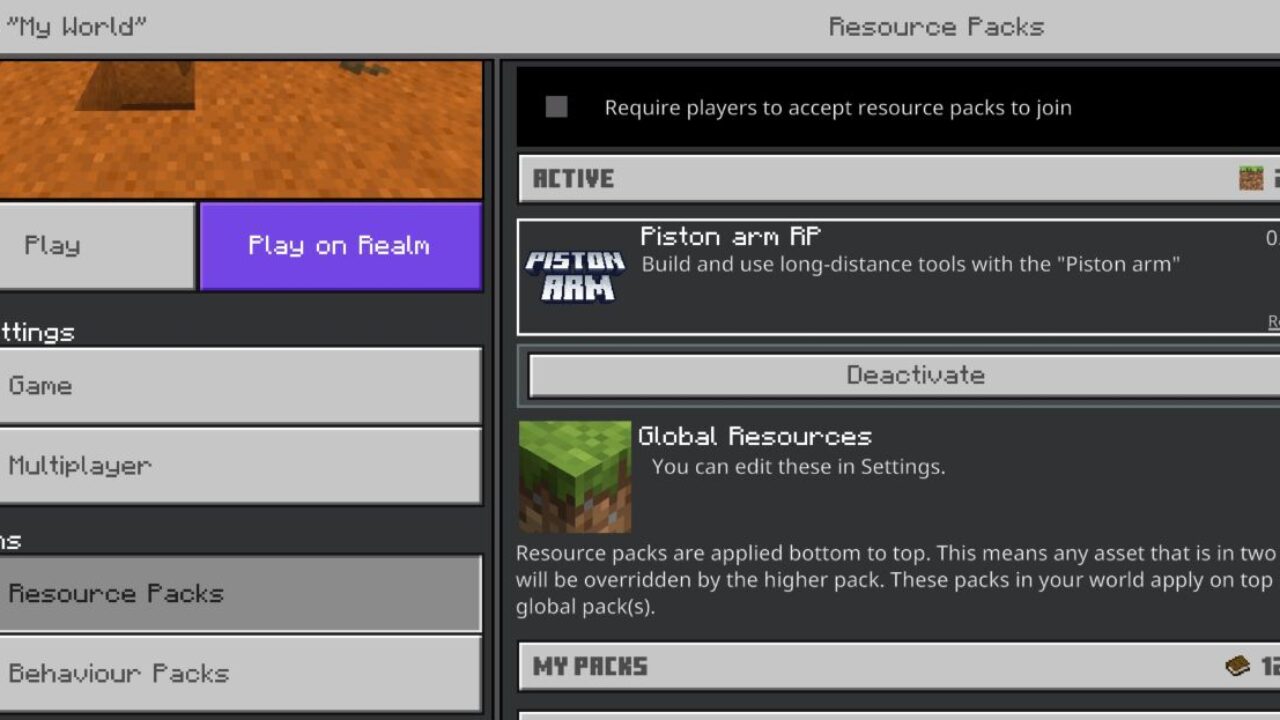 Install from Piston Arm Mod for Minecraft PE