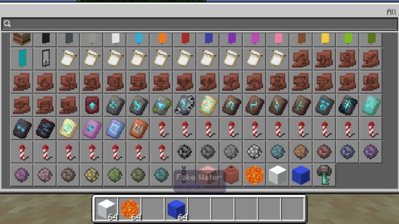 Inventory from Fake Liquid Blocks Mod for Minecraft PE