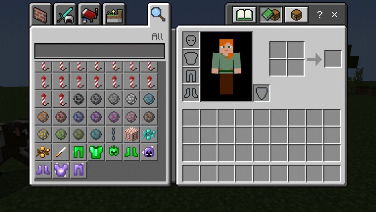 Inventory from New Improvements Mod for Minecraft PE