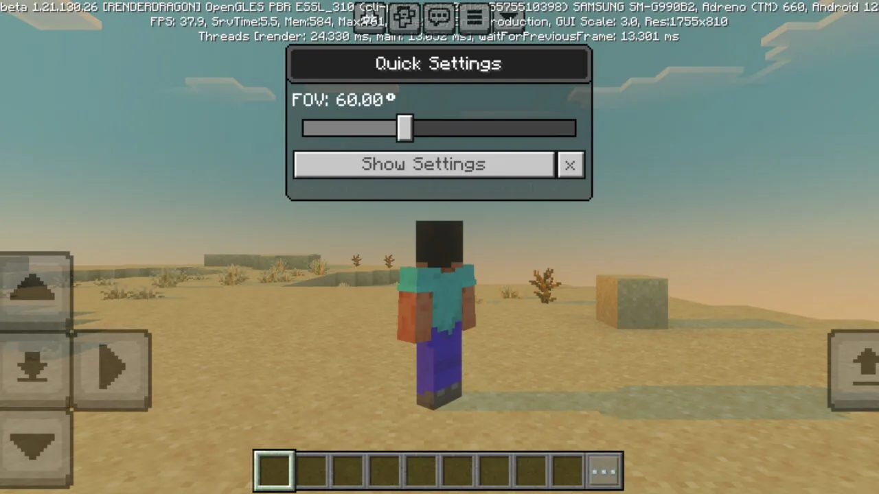New Options from Settings Overlay Texture Pack for Minecraft PE