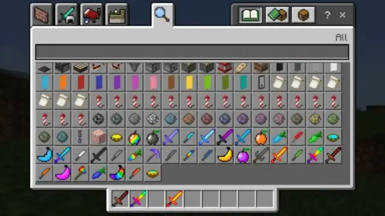Inventory from Knives Mod for Minecraft PE