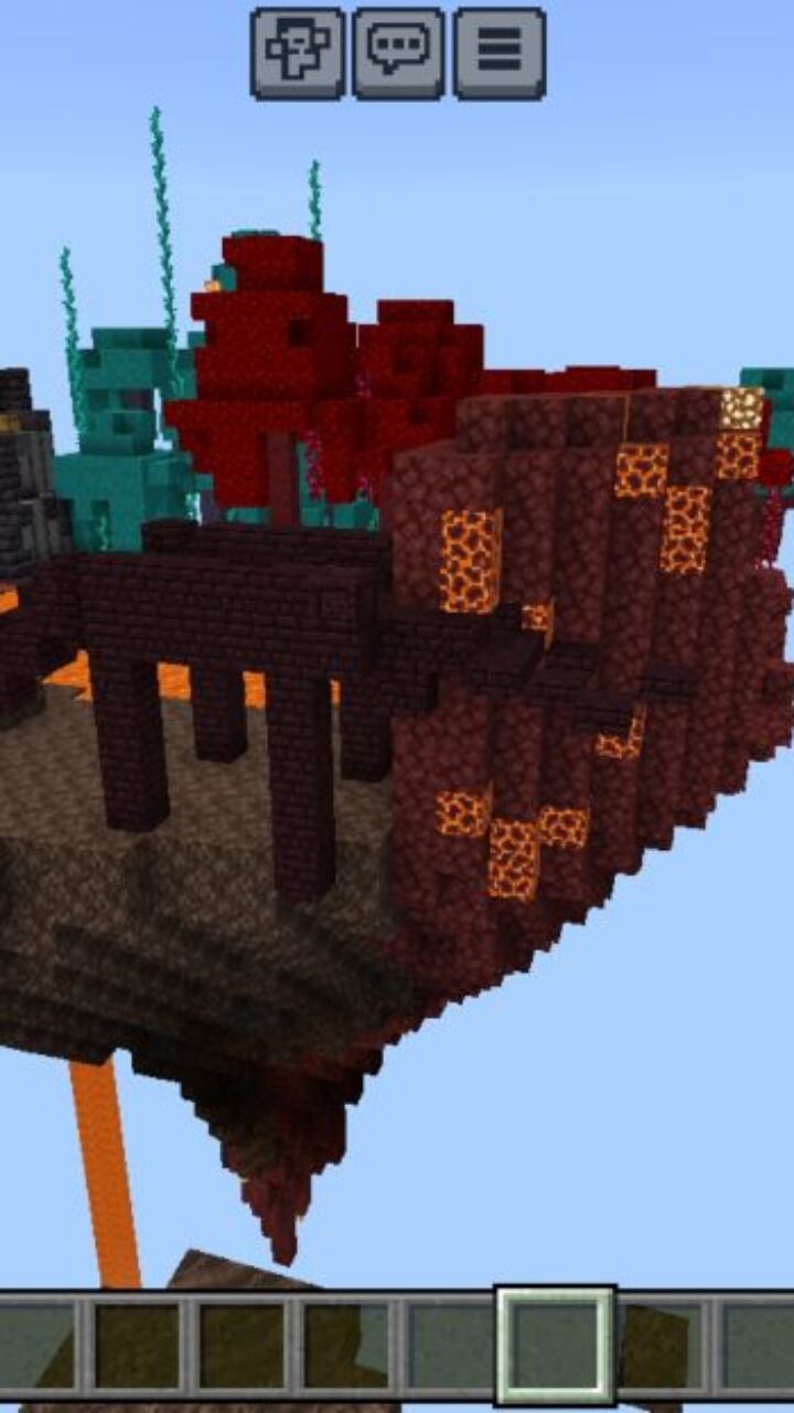 Top View from One Block Nether Island Map for Minecraft PE