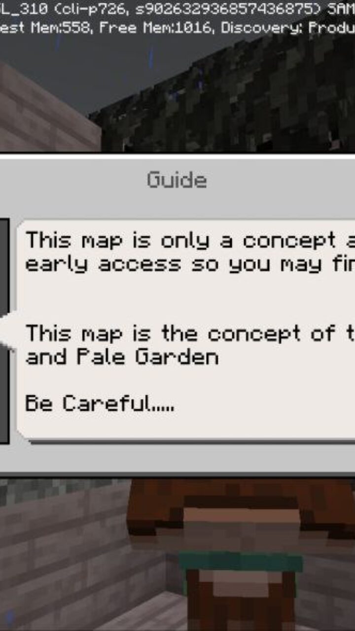 Dialog from Pale Garden Map for Minecraft PE