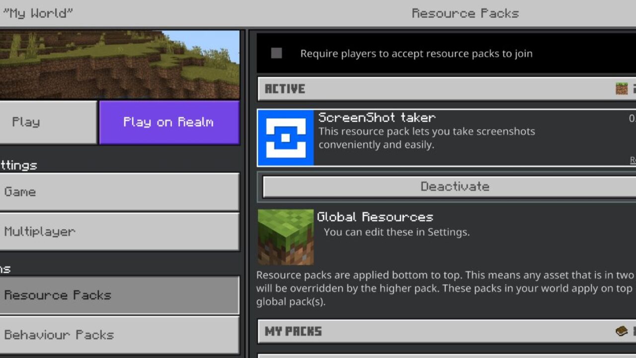 Install from Screenshot Taker Texture Pack for Minecraft PE