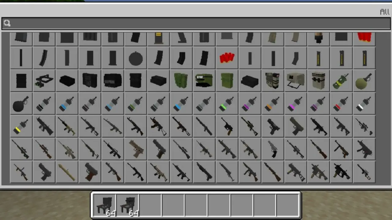 Inventory from Insares Weapon Mod for Minecraft PE