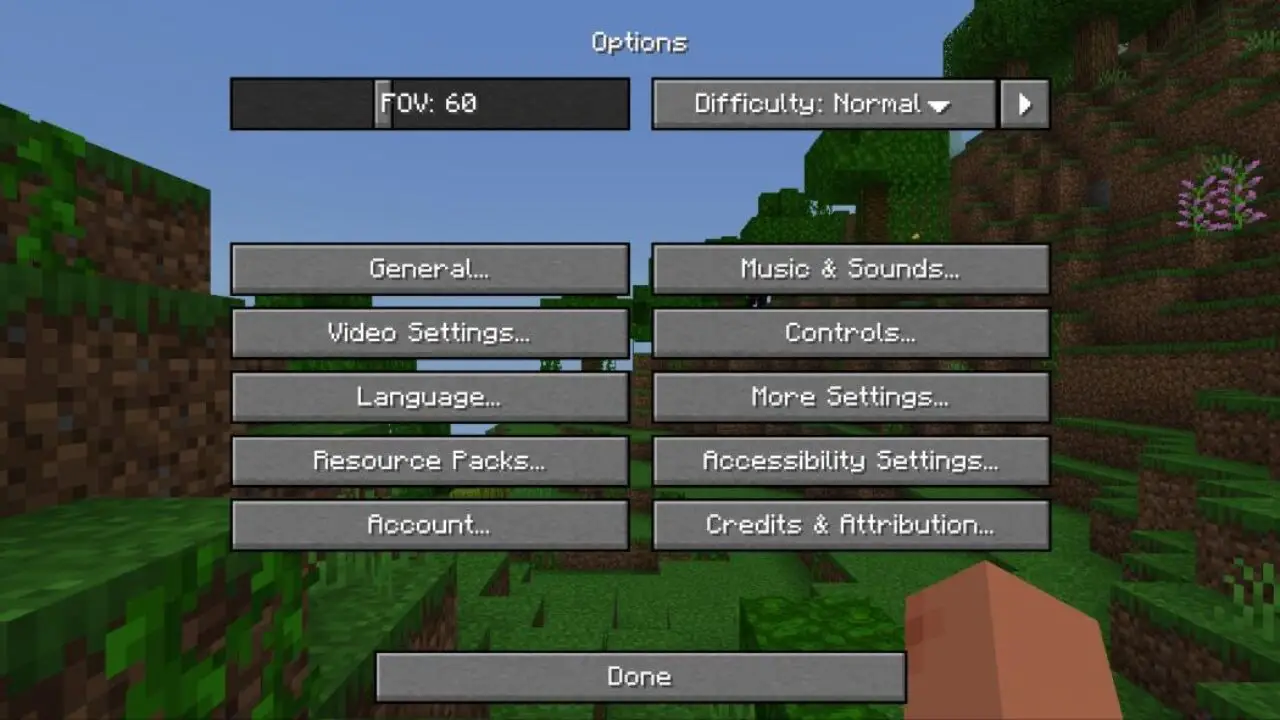 Settings from VDX Java Ui Mod for Minecraft PE