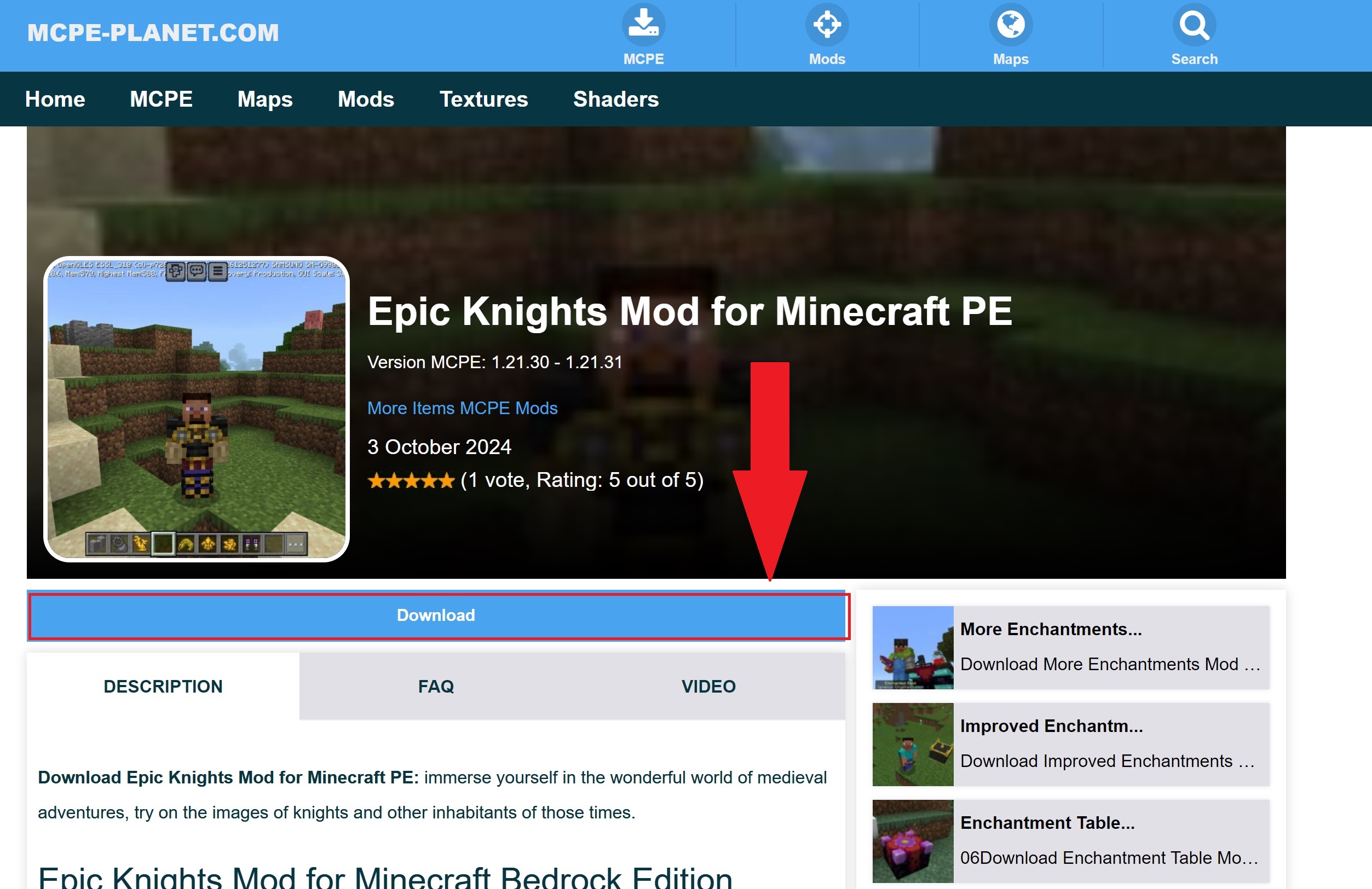 Download the Mod (Step 1 to install Mods for Minecraft PE)