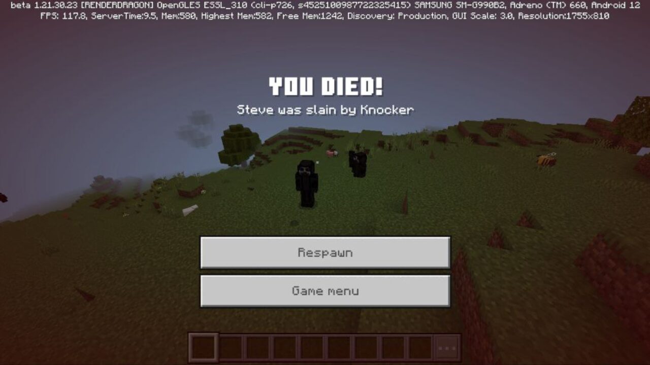 Died from Knocker Mod for Minecraft PE