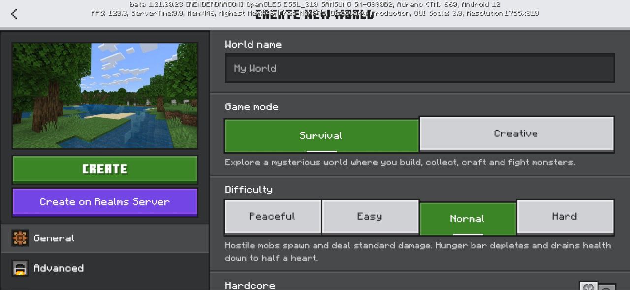 Choose Game Mode (Step 4 to install Mods for Minecraft PE)