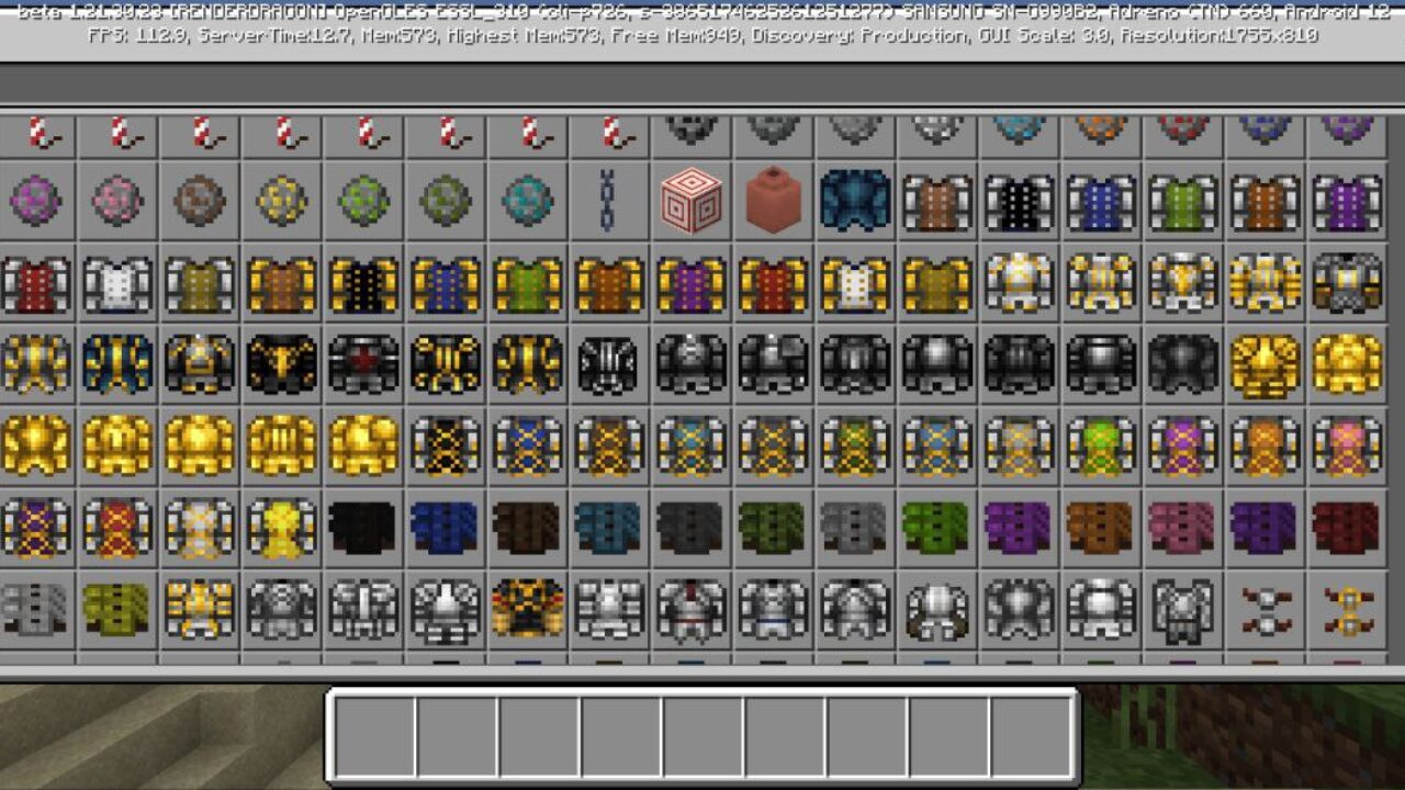 Inventory from Epic Knight Mod for Minecraft PE