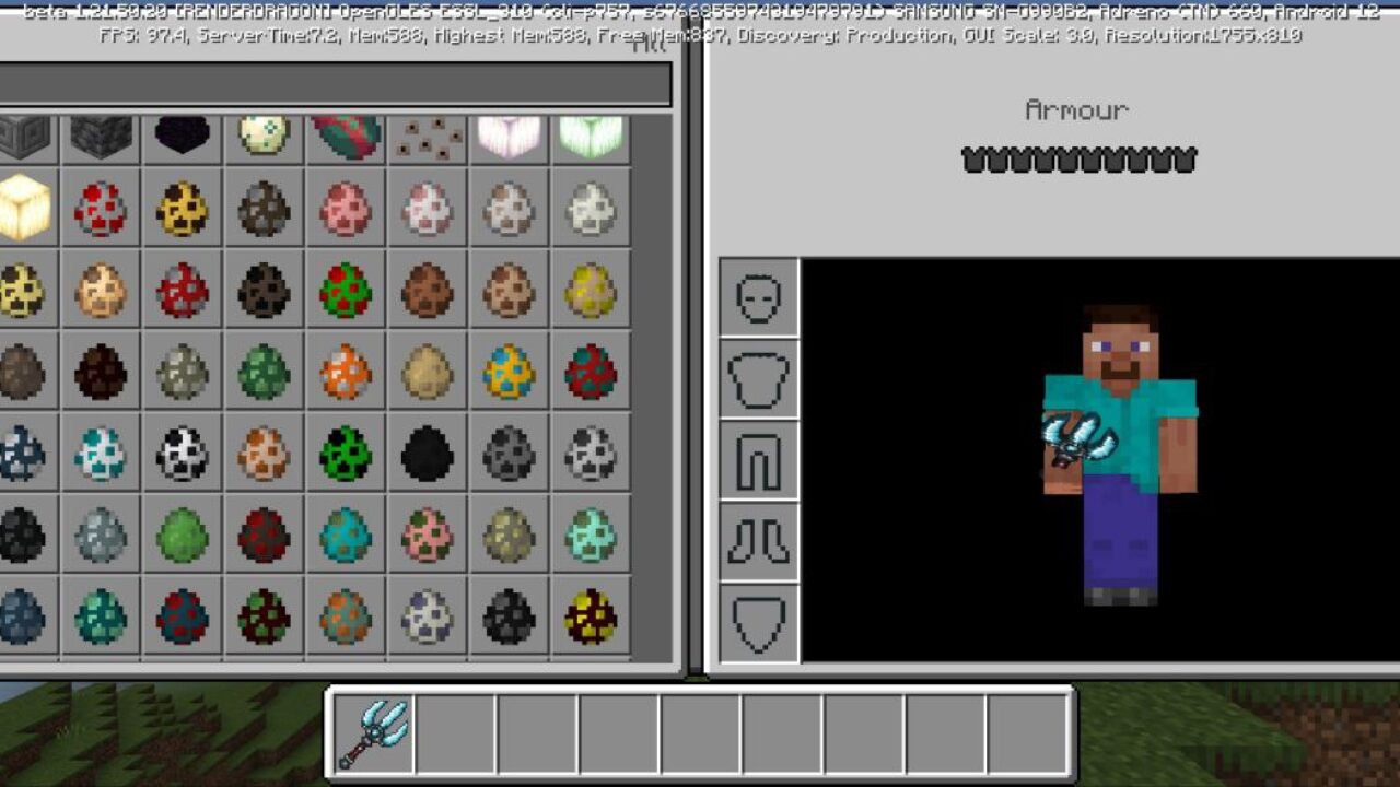 Inventory from Modern Trident Mod for Minecraft PE