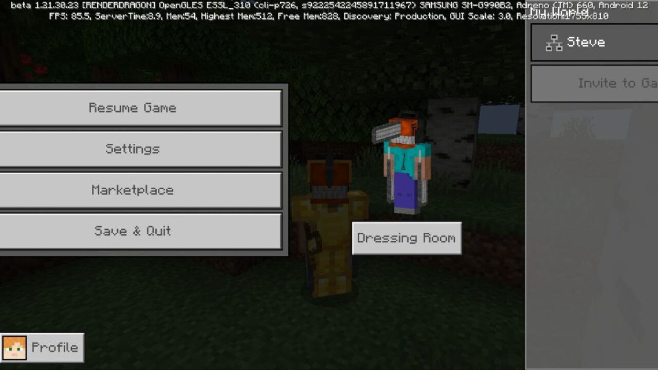 Pause from Chainsaw Man Texture Pack for Minecraft PE