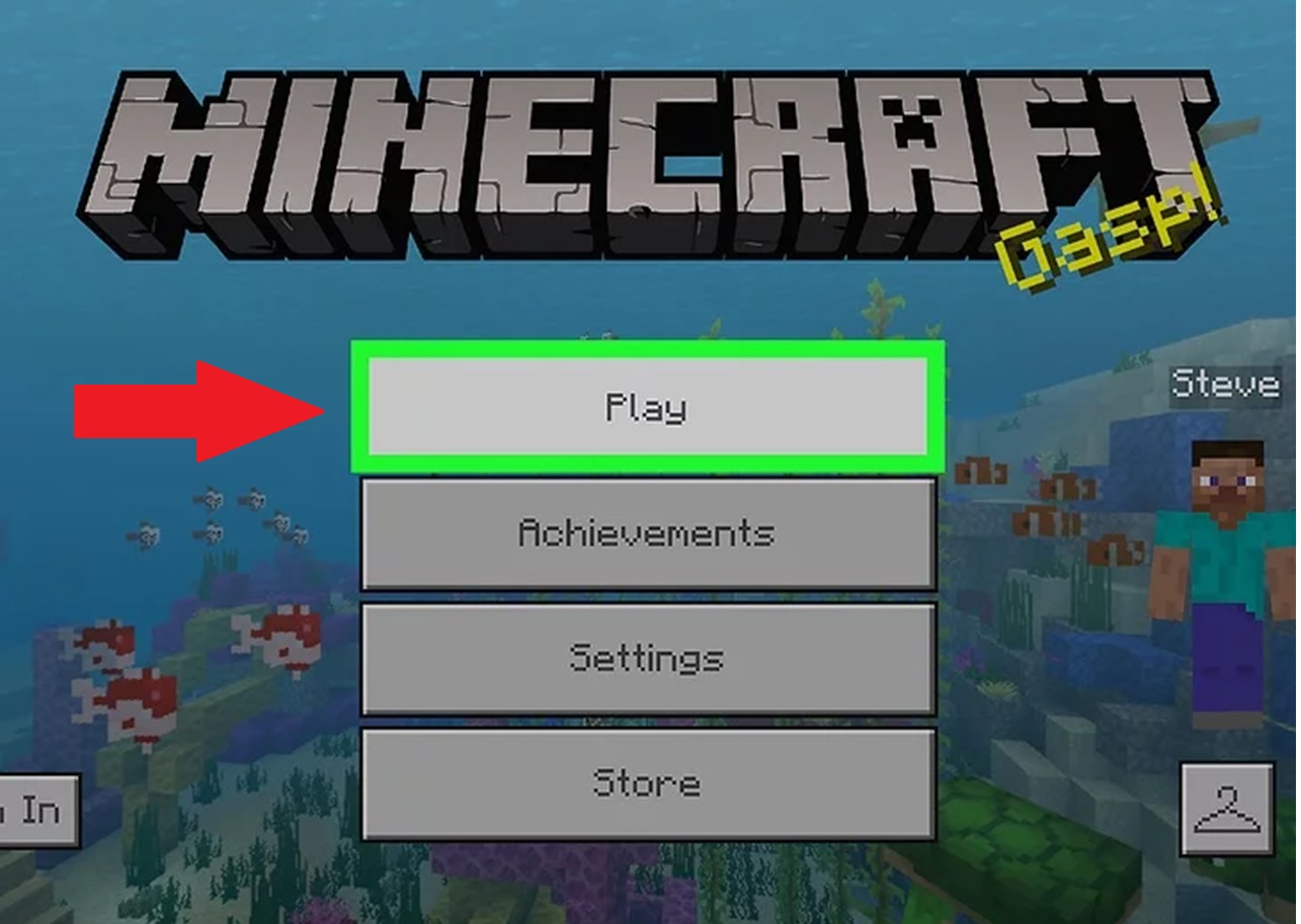 Push the Play (Step 9 from Tutorial for Minecraft on IOS)