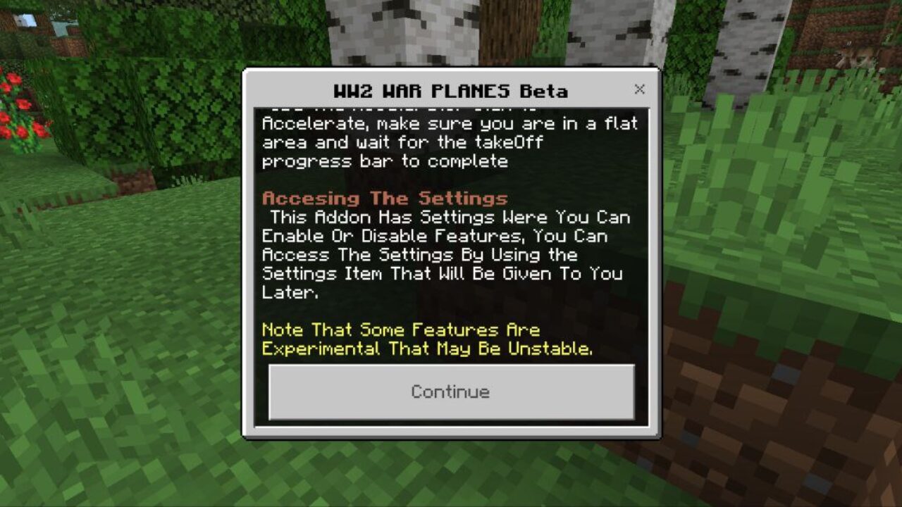 Info from WW2 War Planes Mod for Minecraft PE