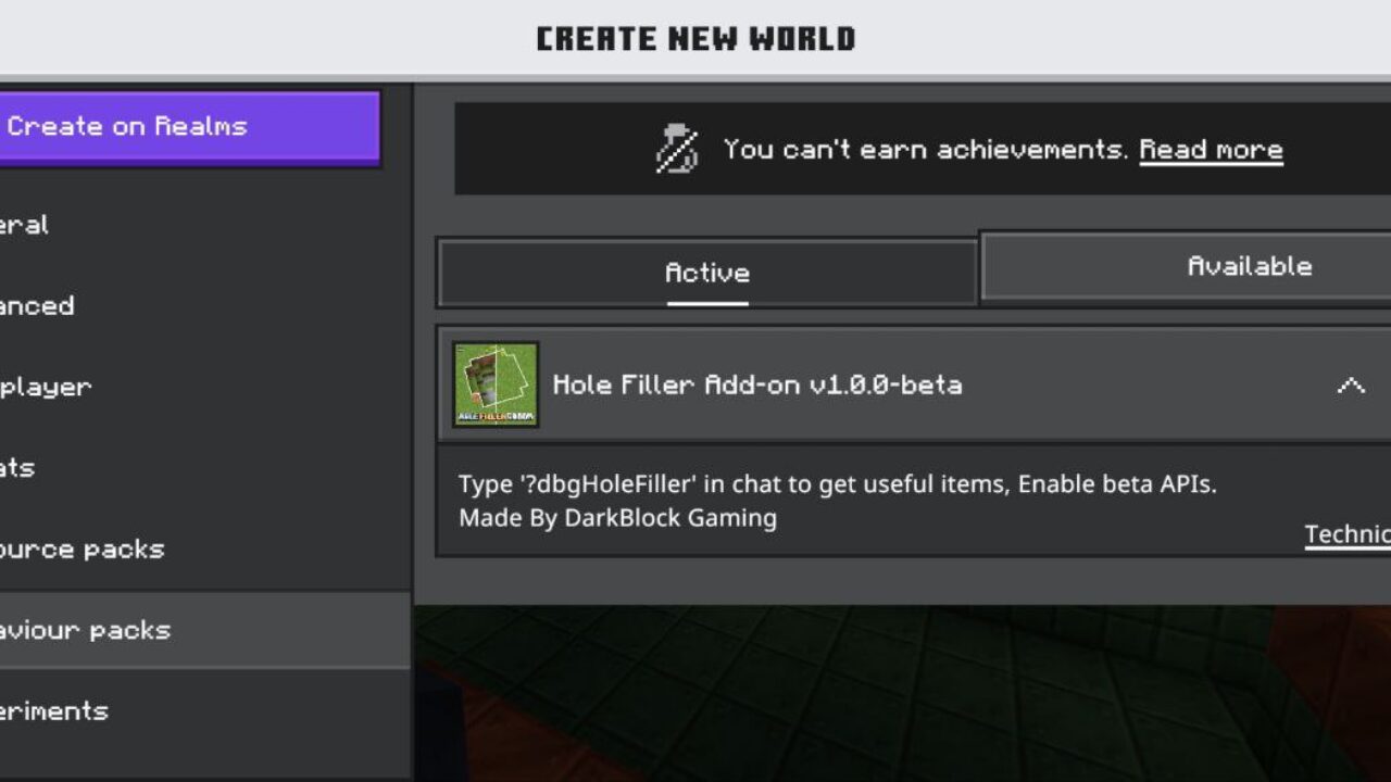 Install from Hole Filler Mod for Minecraft PE