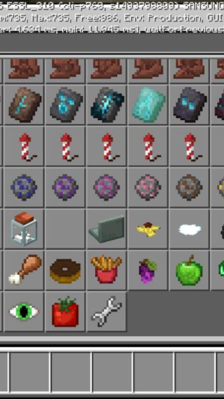 Inventory from Food Fight Map for Minecraft PE