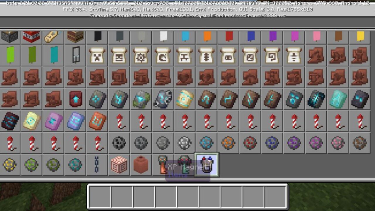 Inventory from Item Magnet Mod for Minecraft PE