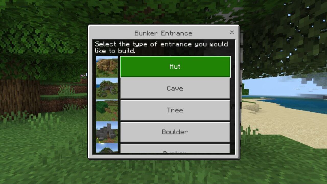 Options from Secure Bunkers Mod for Minecraft PE