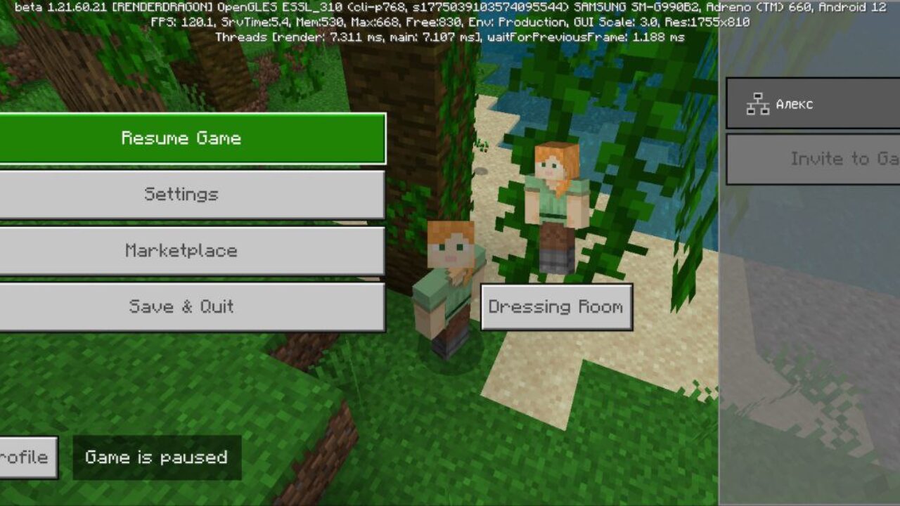 Pause from Down You Go Mod for Minecraft PE