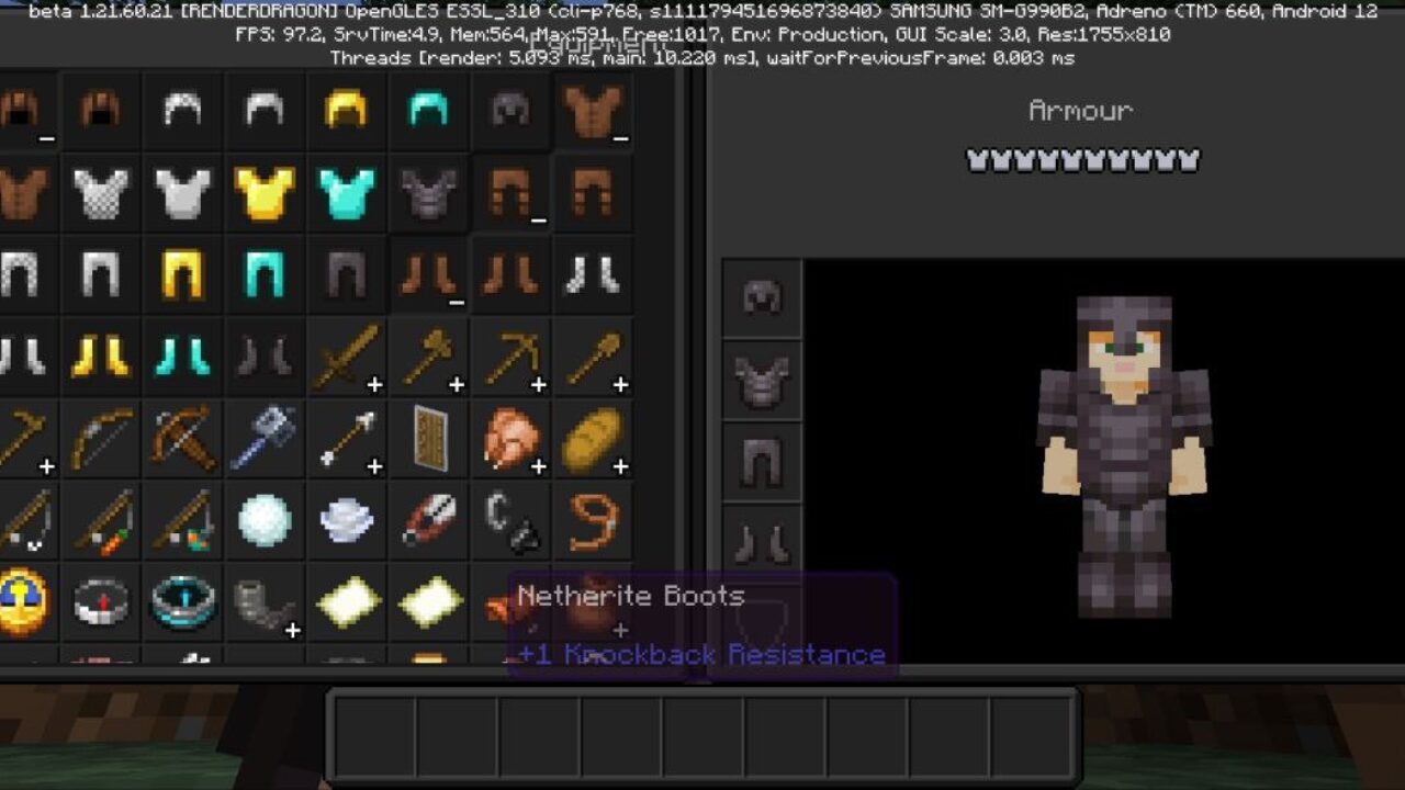 Armor from Dark Mode Texture Pack for Minecraft PE