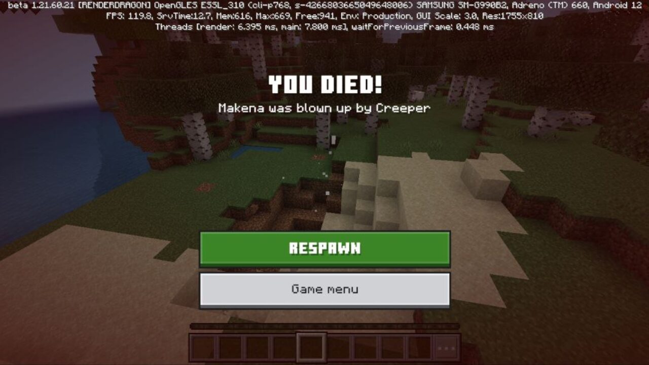 Died from Man Hunt Mod for Minecraft PE