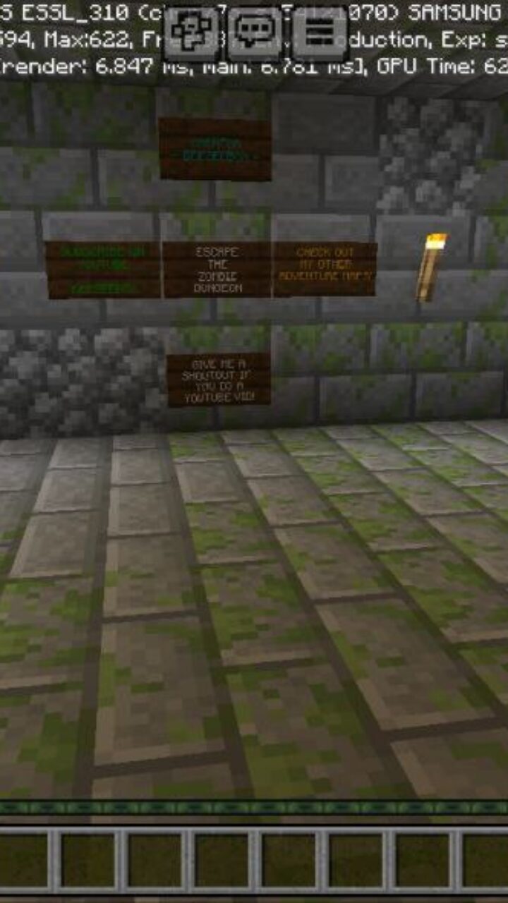 First Room from Escape The Zombie Dungeon Map for Minecraft PE