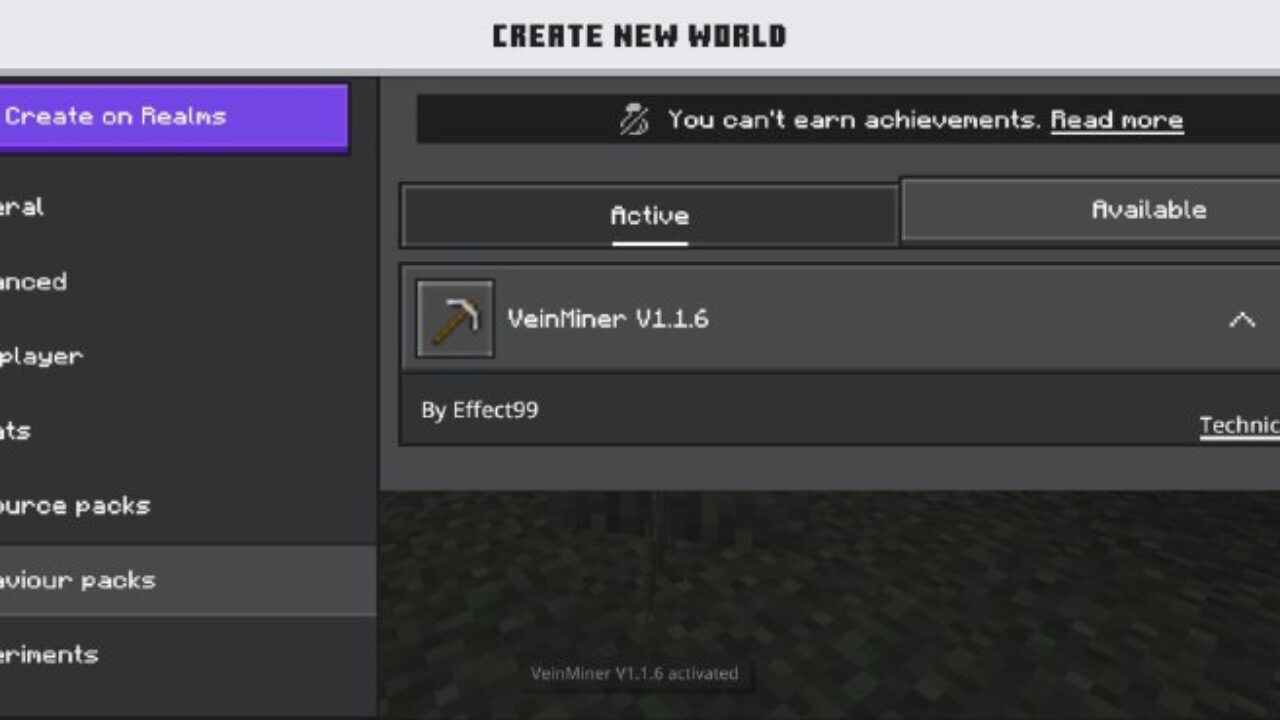 Install from Vein Miner Mod for Minecraft PE