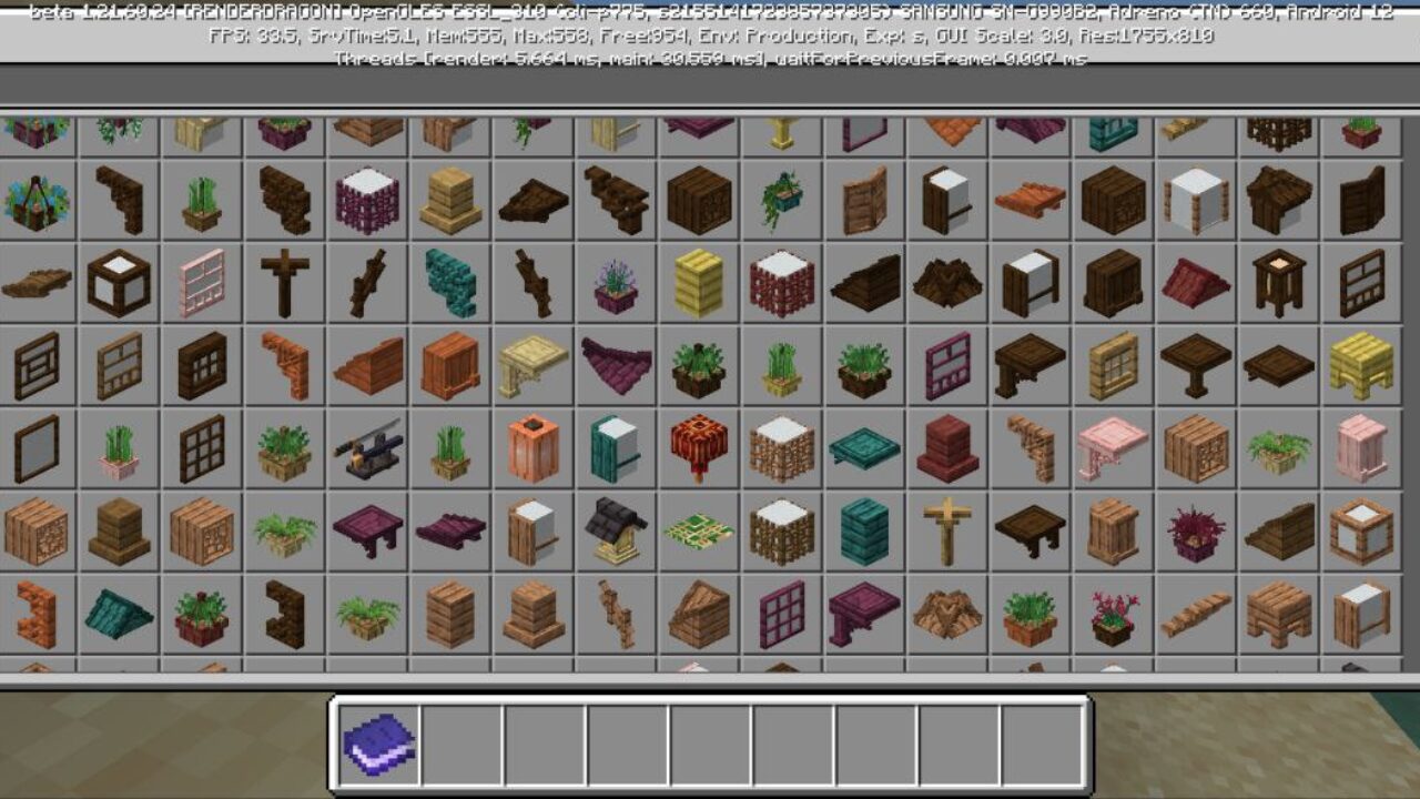 Inventory from Asian Craft Building Mod for Minecraft PE