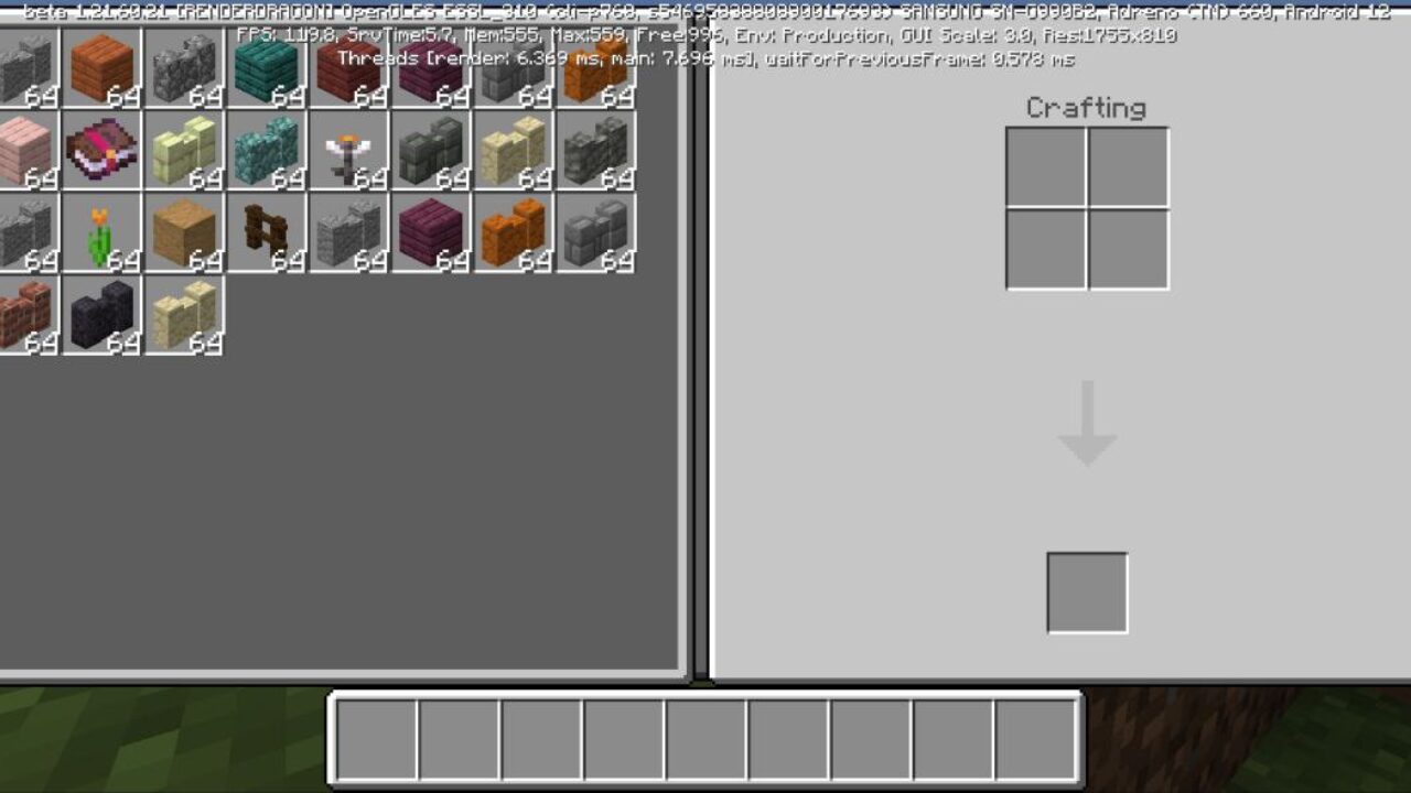 Inventory from Available Inventory Viewer Texture Pack for Minecraft PE