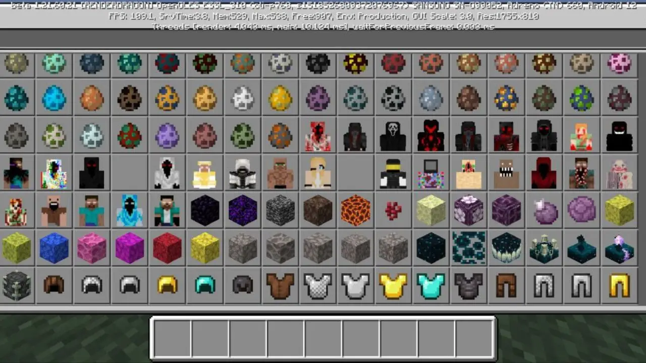 Inventory from Creepypasta from the Fog Mod for Minecraft PE