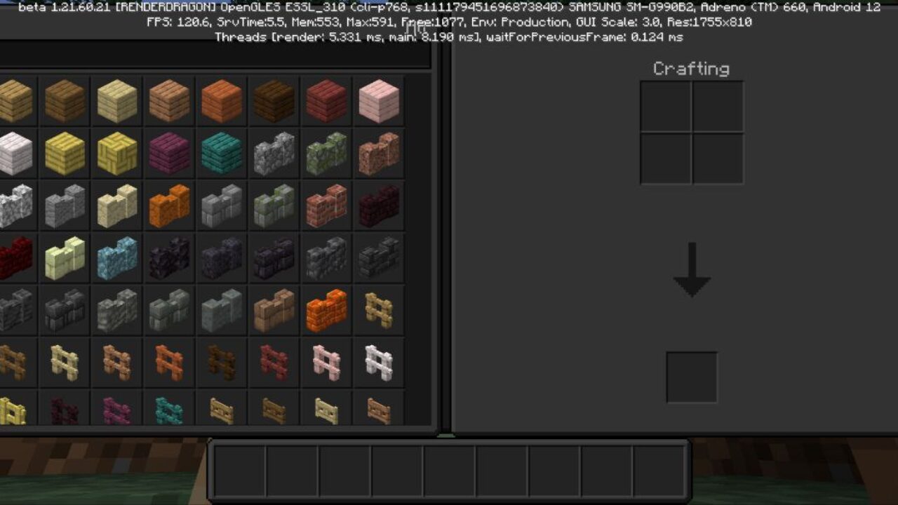 Inventory from Dark Mode Texture Pack for Minecraft PE