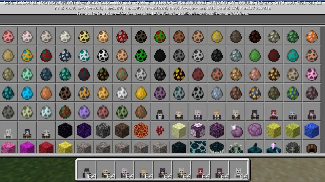 Inventory from Eminence in Shadow Mod for Minecraft PE