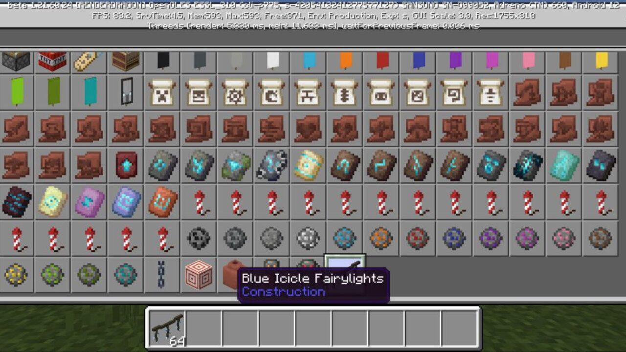 Inventory from Fairy Lights Mod for Minecraft PE