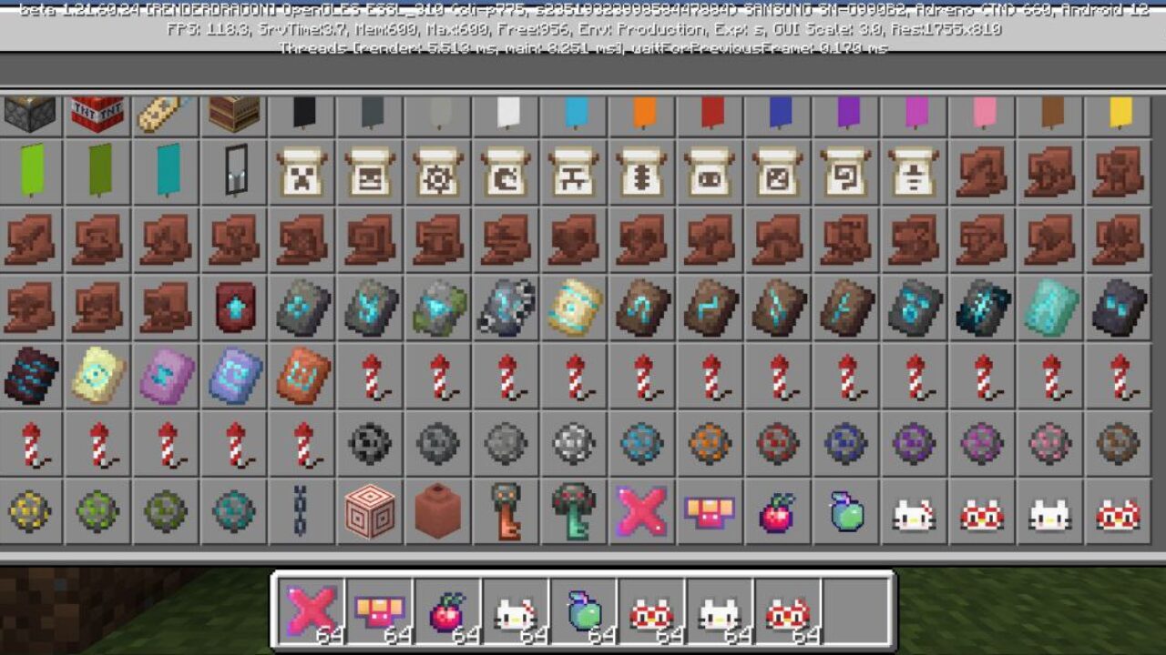 Inventory from Kitty Mod for Minecraft PE