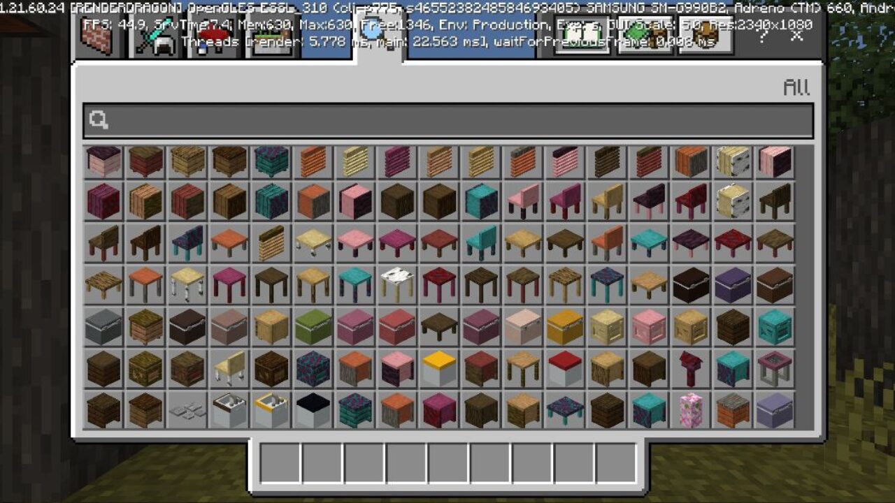 Inventory from Mr Crayfish Furniture Mod for Minecraft PE