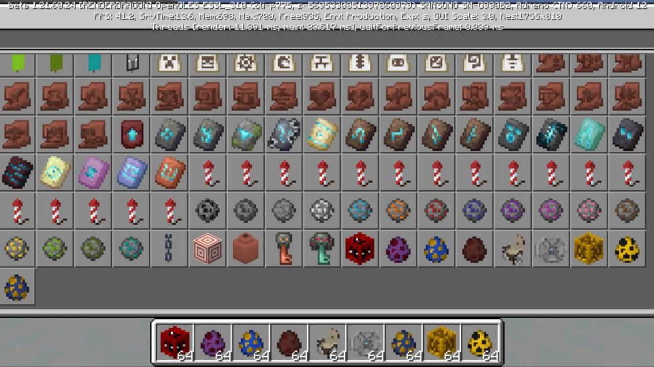 Inventory from X-Men Mod for Minecraft PE