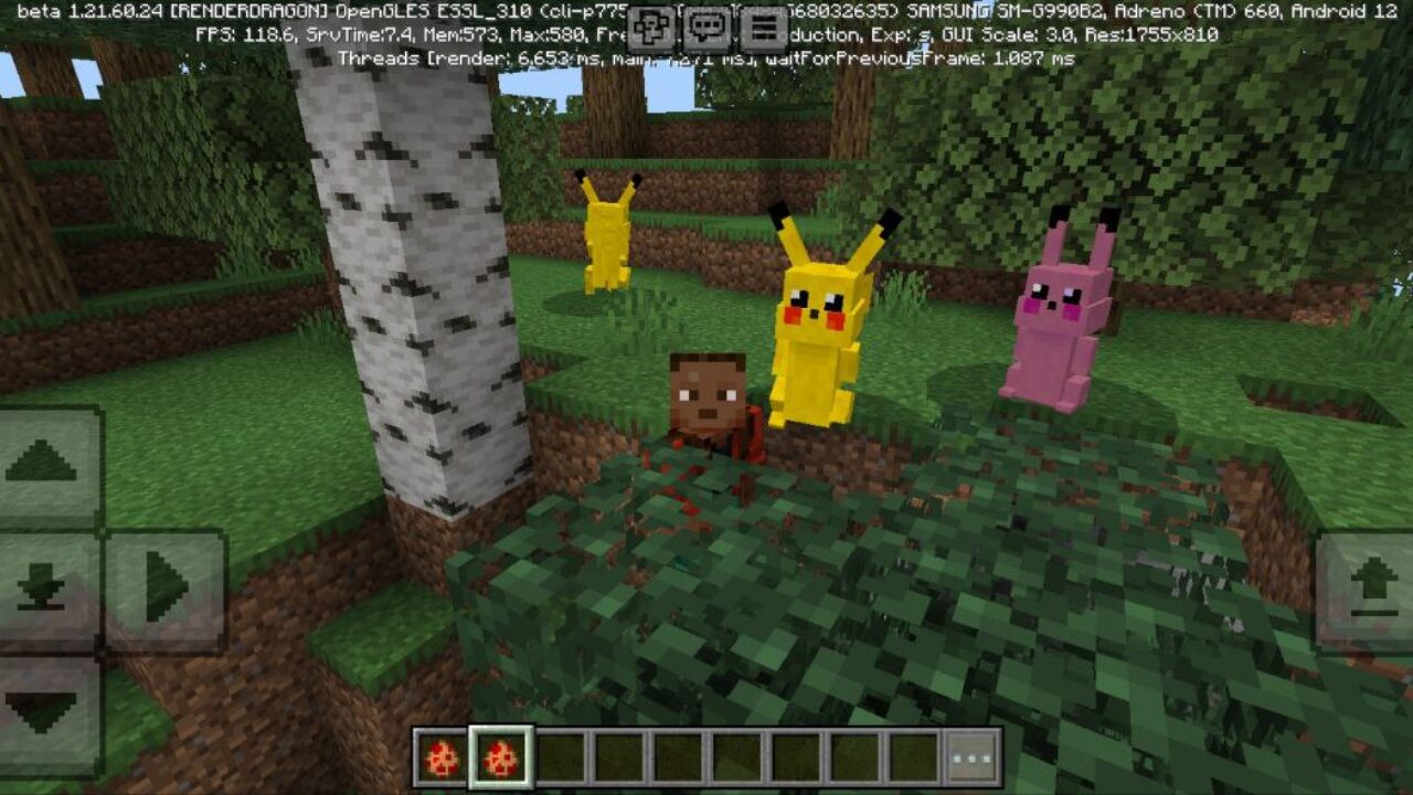 Mobs from Pikachu Mod for Minecraft PE